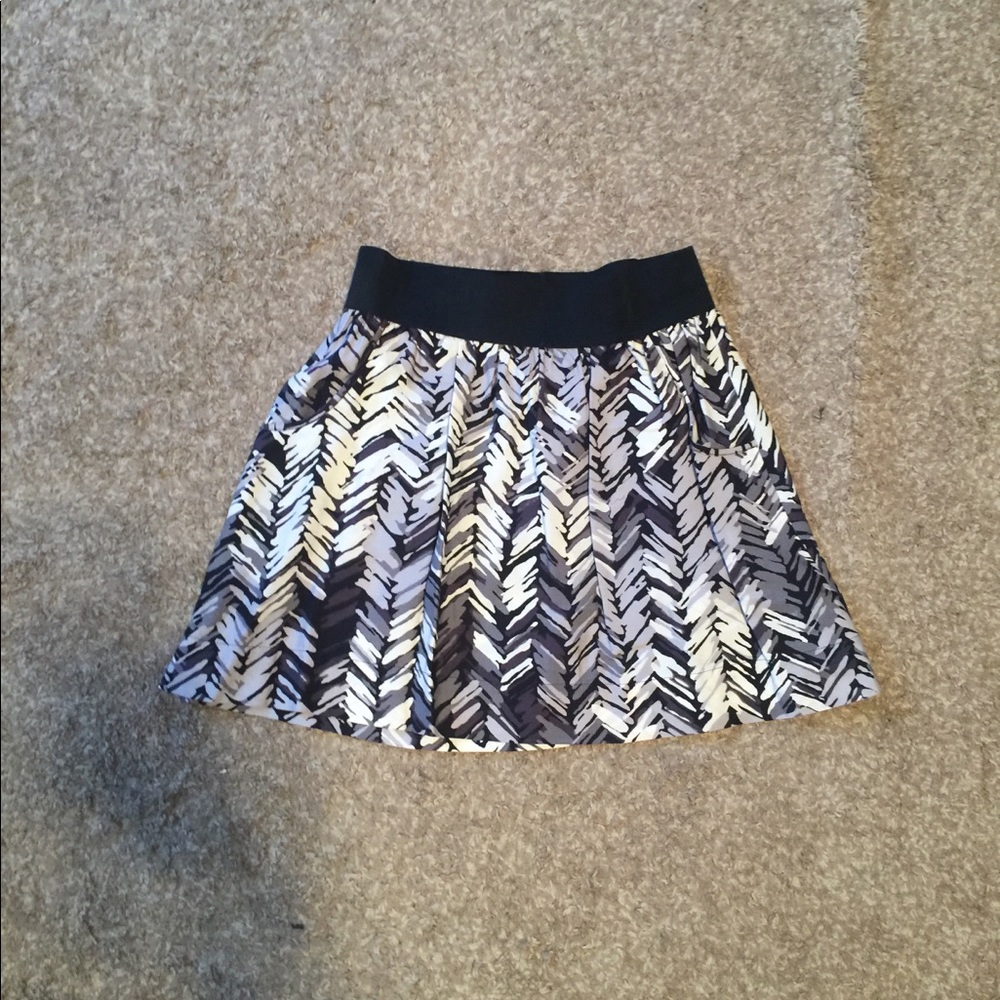 Black, grey, and white skirt with pockets
